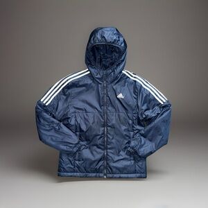 Adidas Essentials Insulated Hooded Jacket Blue/White Men’s Medium Like New